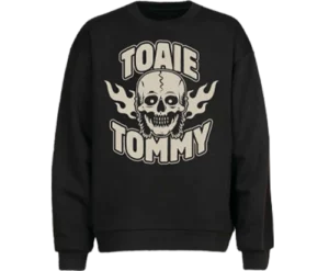 toaie tommy - trui zwart - witte skull schuddn - voor